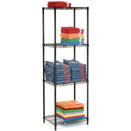 Nexel 4 Tier Black Epoxy Wire Shelving Starter Unit, 30W x 18D x 86H 18308B